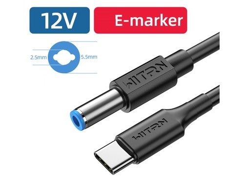 Кабель WITRN Type-C на DC5525 з тригером E-Marker PD 12V 5А 100W для паяльника TS100 SH72