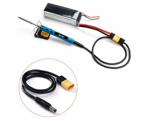 Кабель живлення паяльника TS100 (SH72) від LiPo батареї XT60 до DC5525 довжиною 45 см